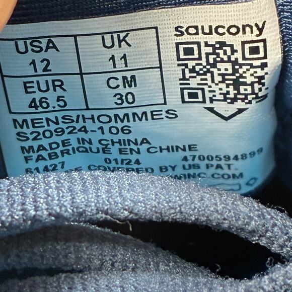 Saucony Ride 17 Blue Gray Lace Up Running Shoes Sneakers S20924-106 Mens Size 12 - Picture 9 of 10